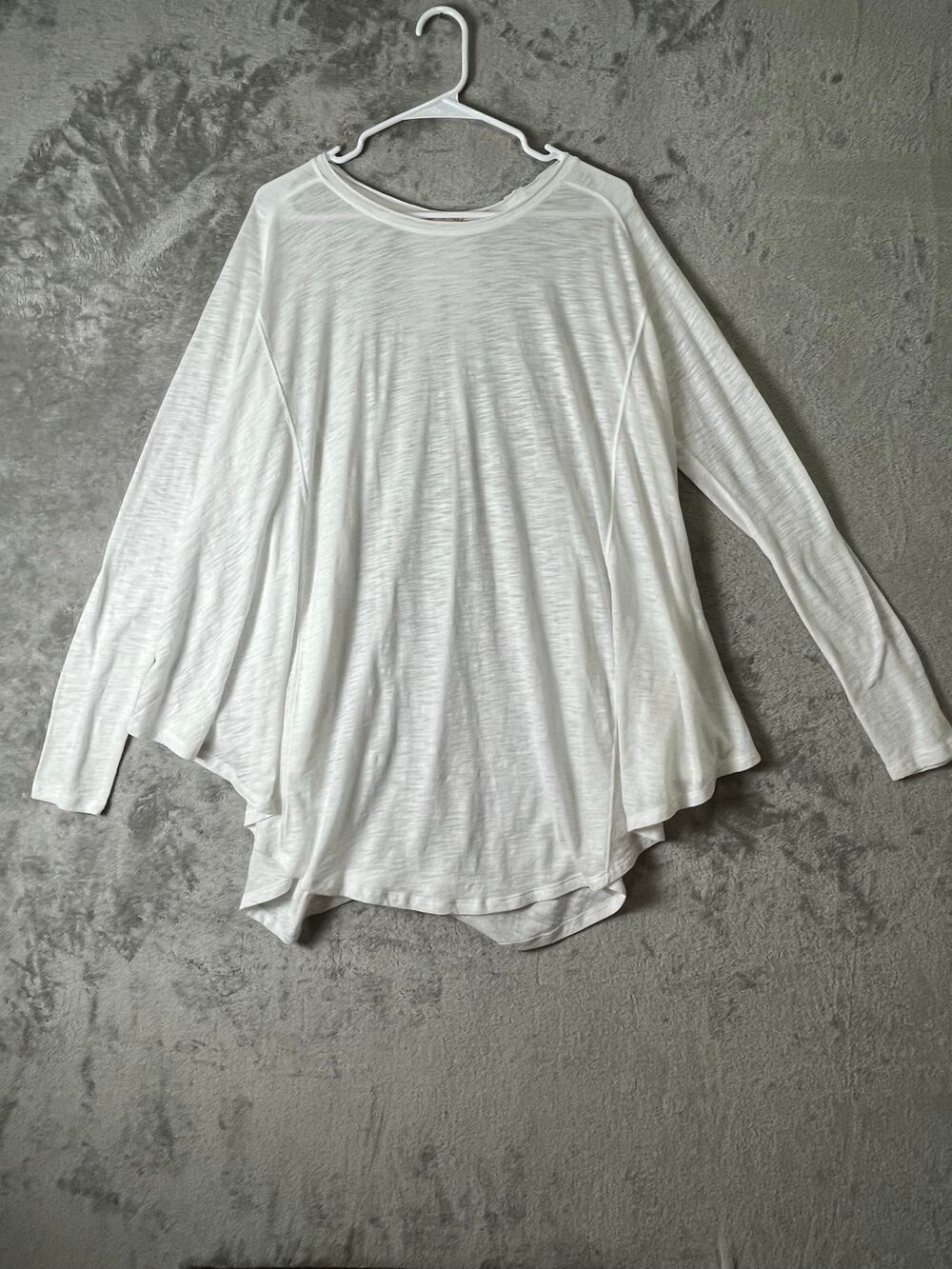 Free People Aria Trapeze Long Sleeve Tunic Top Oversized Size Medium White